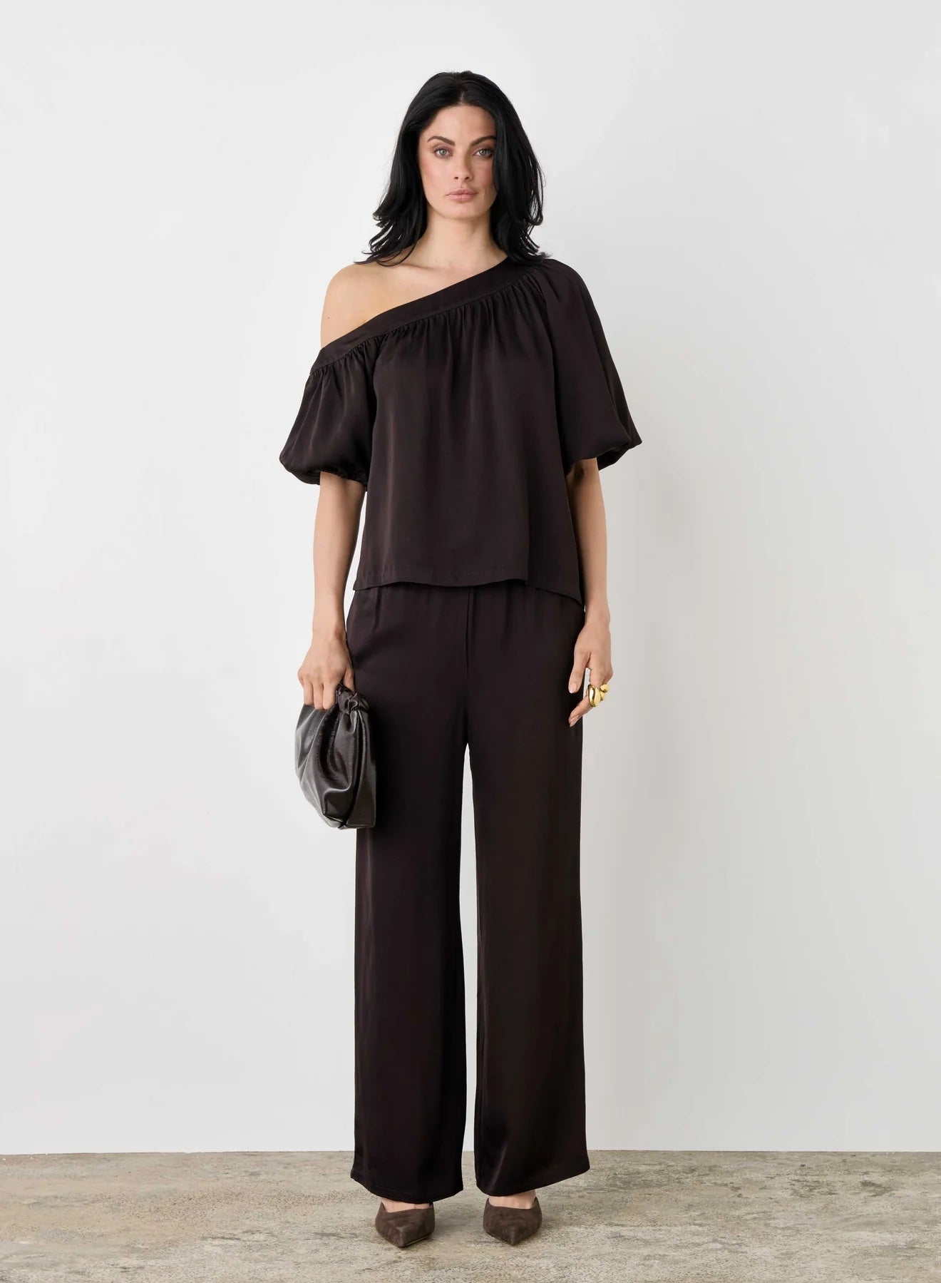 Esmaee Mercer Blouse [COLOUR:Dark Chocolate SIZE:XS]