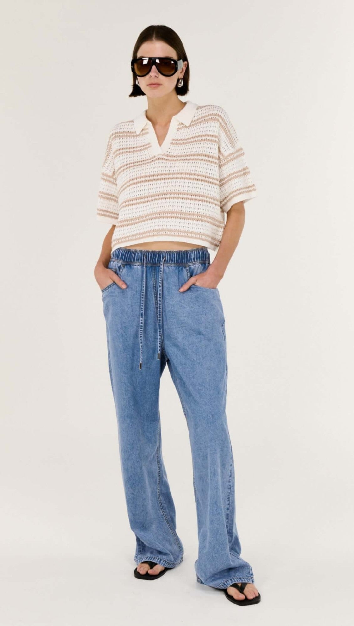 Staple the Lable Rae Relaxed Chambray Pants [COLOUR:light denim SIZE:S]