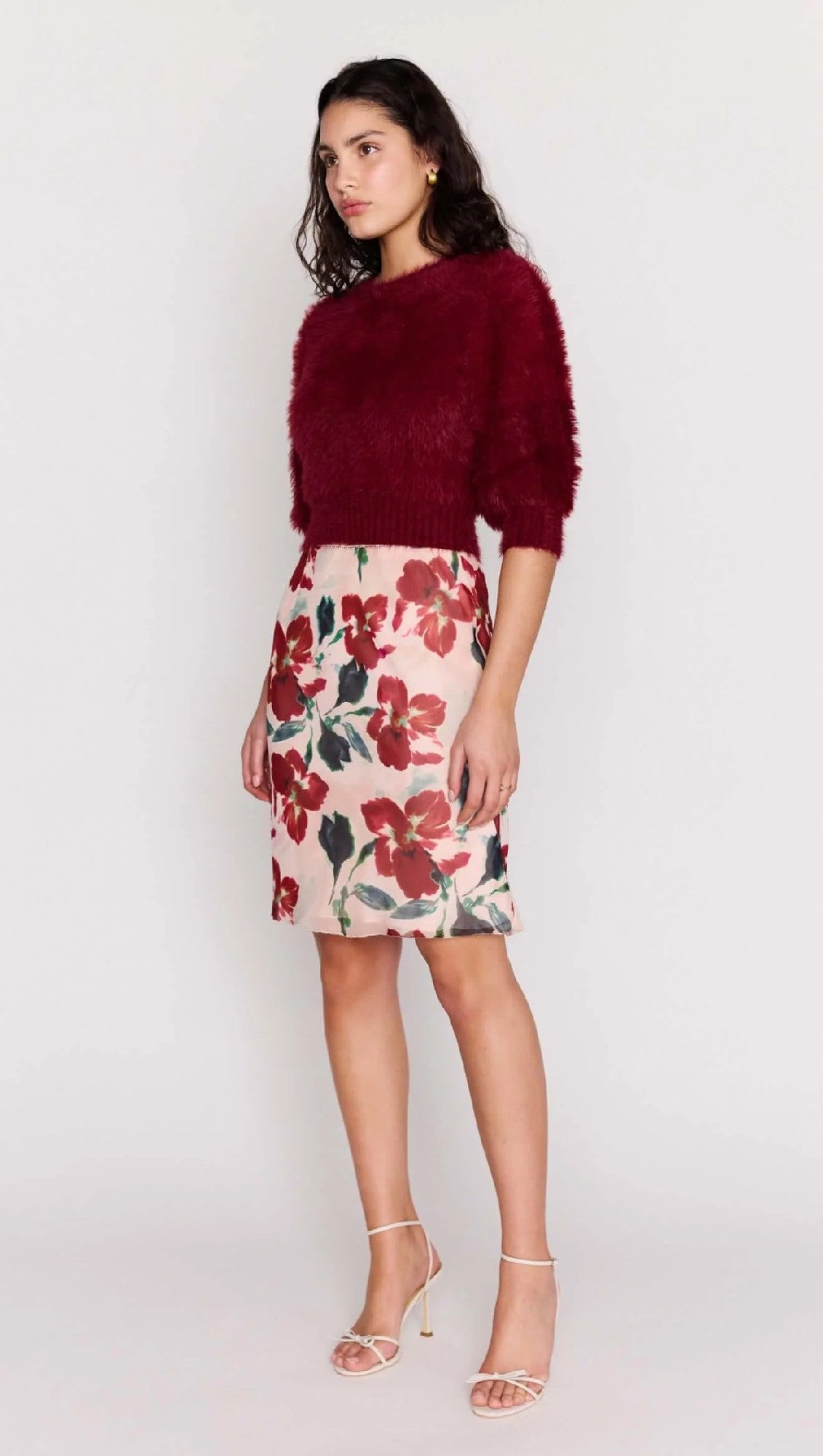 MinkPink Lola Fluffy Knit Top [COLOUR:dark red SIZE:S]