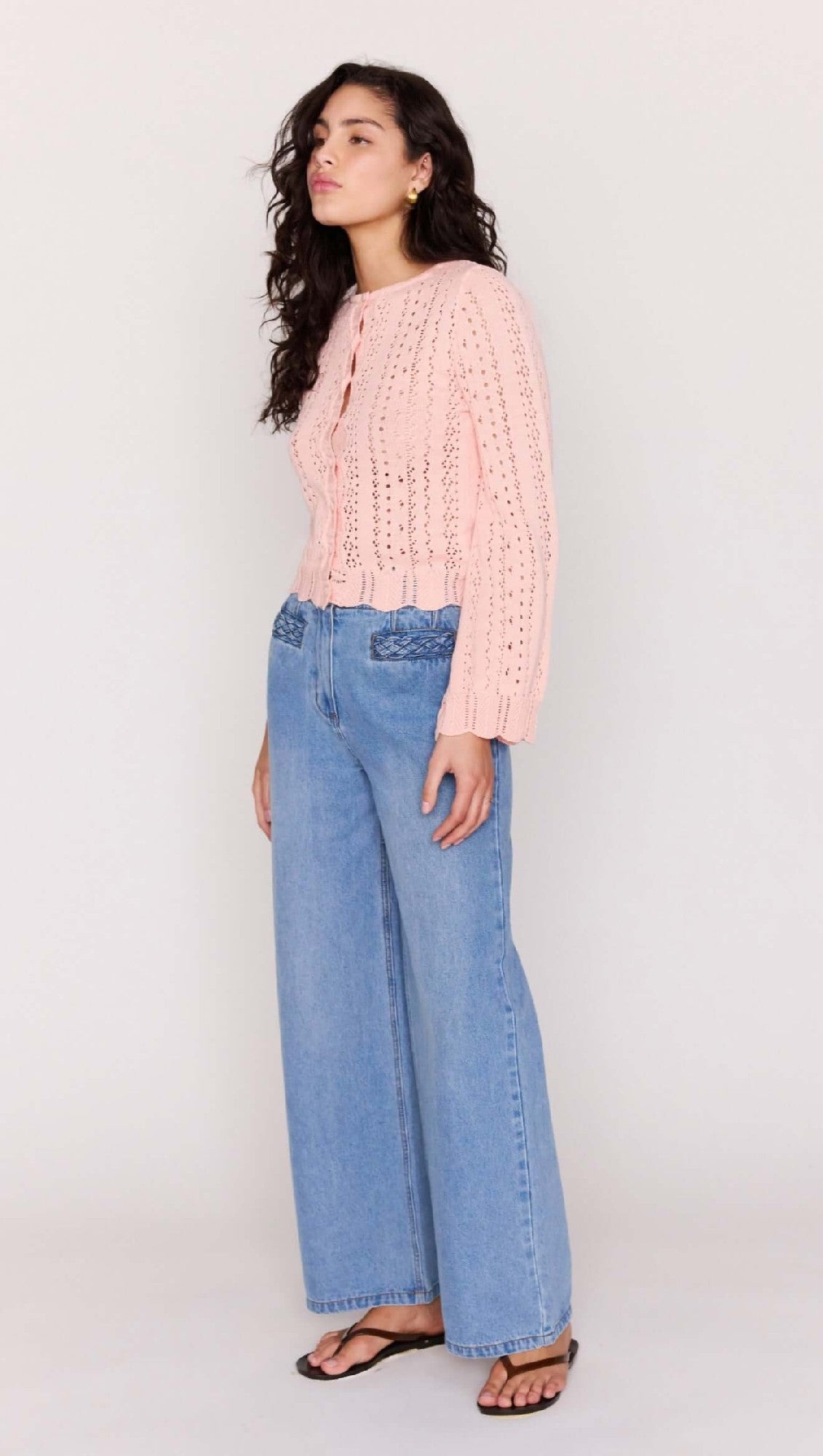 MinkPink Sienna Pointalle Cardigan [COLOUR:Soft Pink SIZE:XS]