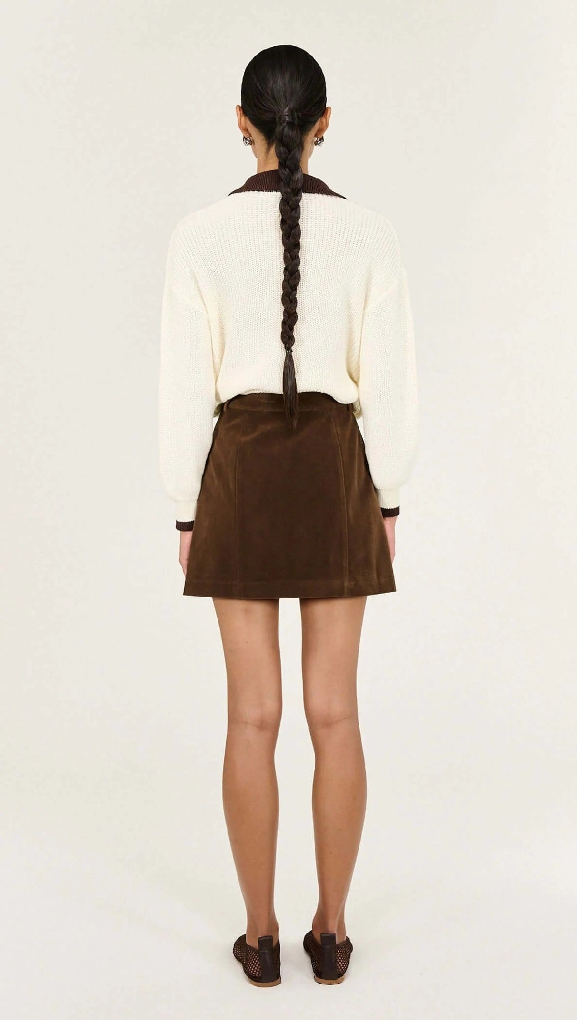 Staple the Lable Daria Polo Jumper [COLOUR:off white /chocolate SIZE:XS]