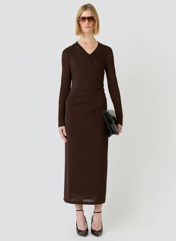 Esmaee Romane Midi Dress [COLOUR:Chocolate SIZE:S]
