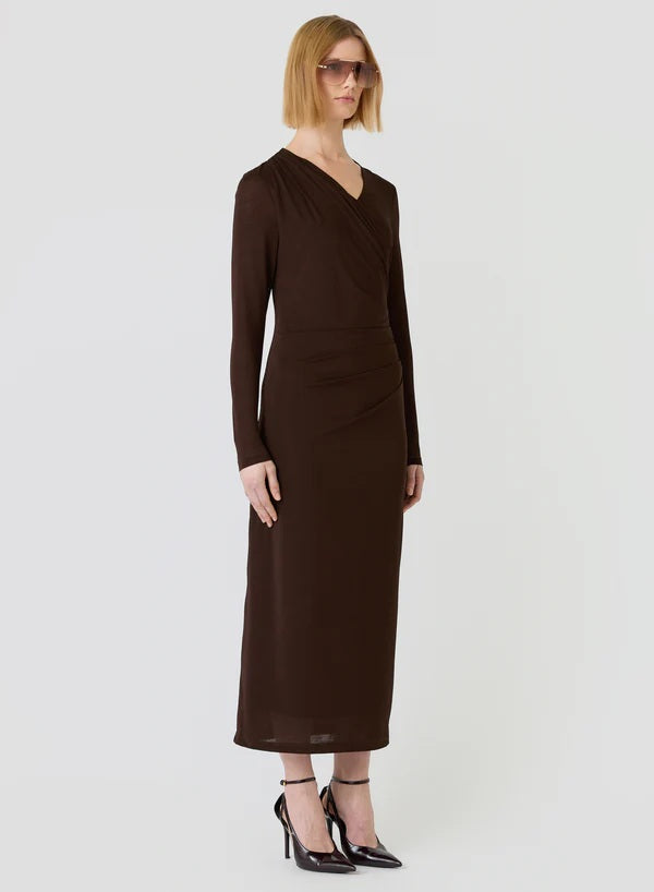 Esmaee Romane Midi Dress [COLOUR:Chocolate SIZE:S]