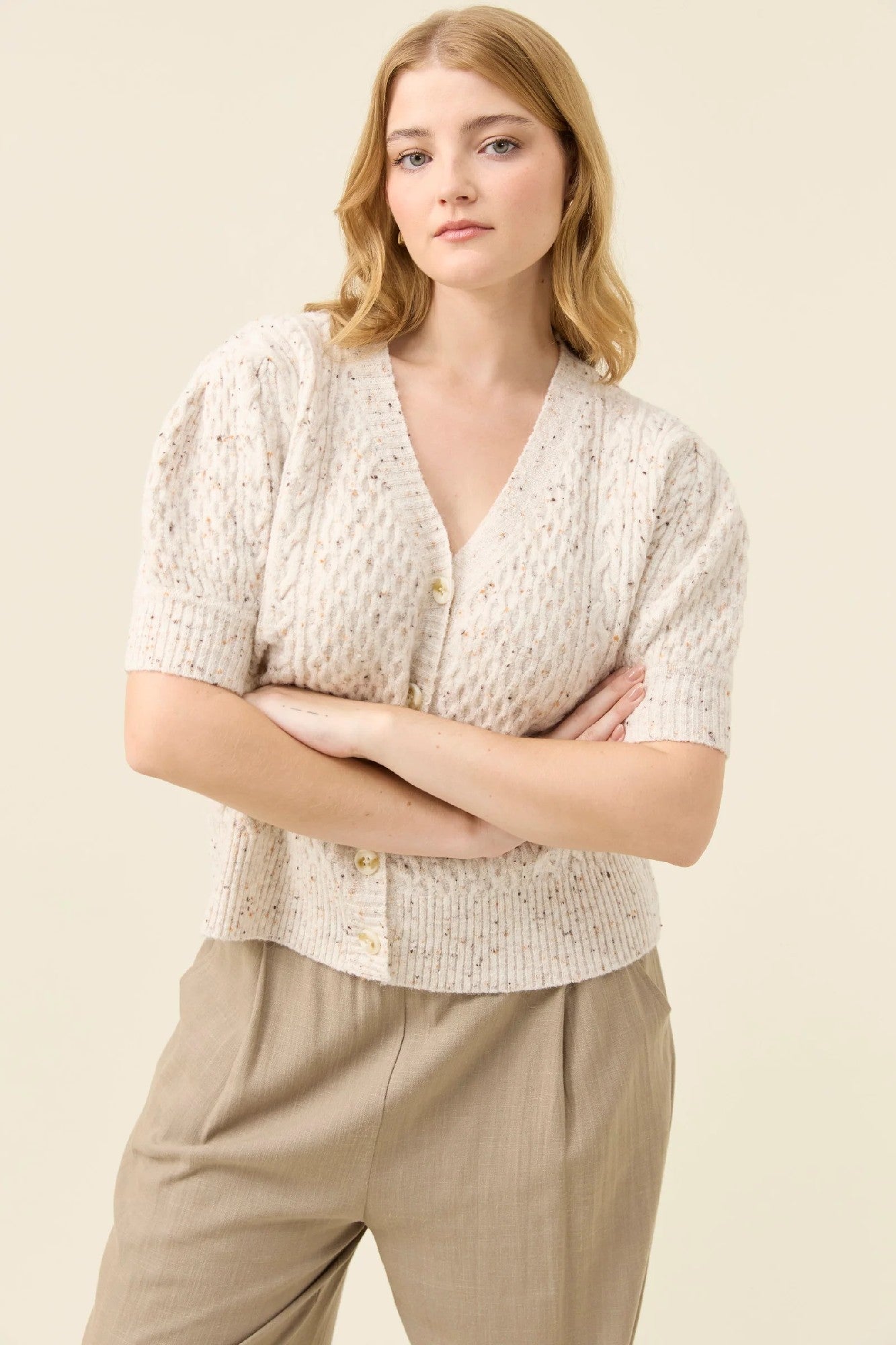 Isle Of Mine Mckenna Short Sleeve Cardigan [COLOUR:Ivory SIZE:XS]