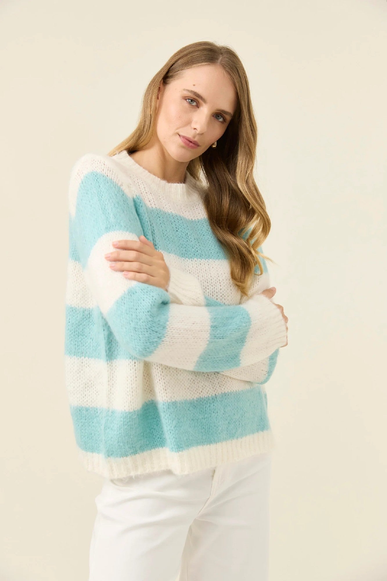 Isle Of Mine Pallas Stripe Jumper [COLOUR:Ice Blue SIZE:XS]