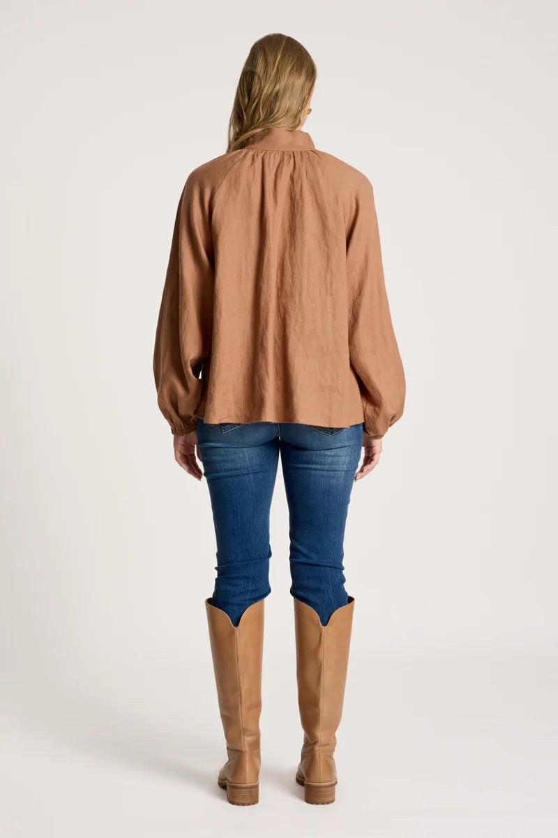 Eb & Ive Bajau Button Blouse [COLOUR:Clay SIZE:S]