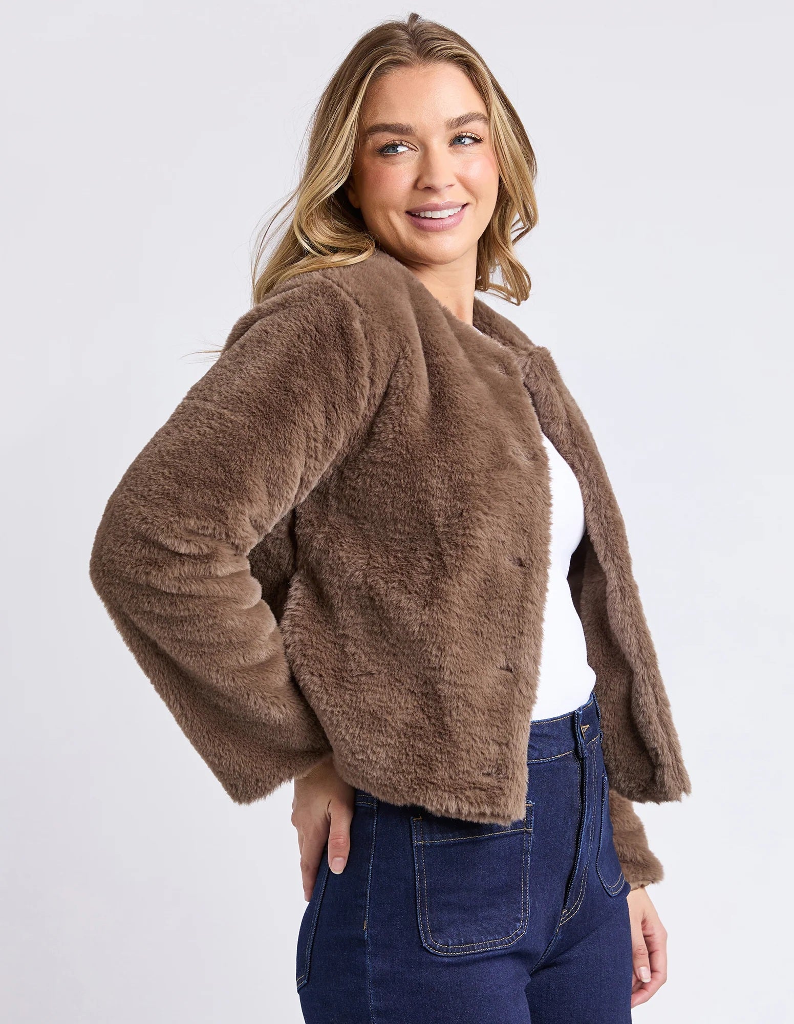 Foxwood Sofia Fur Jacket [COLOUR:Mocha SIZE:S]