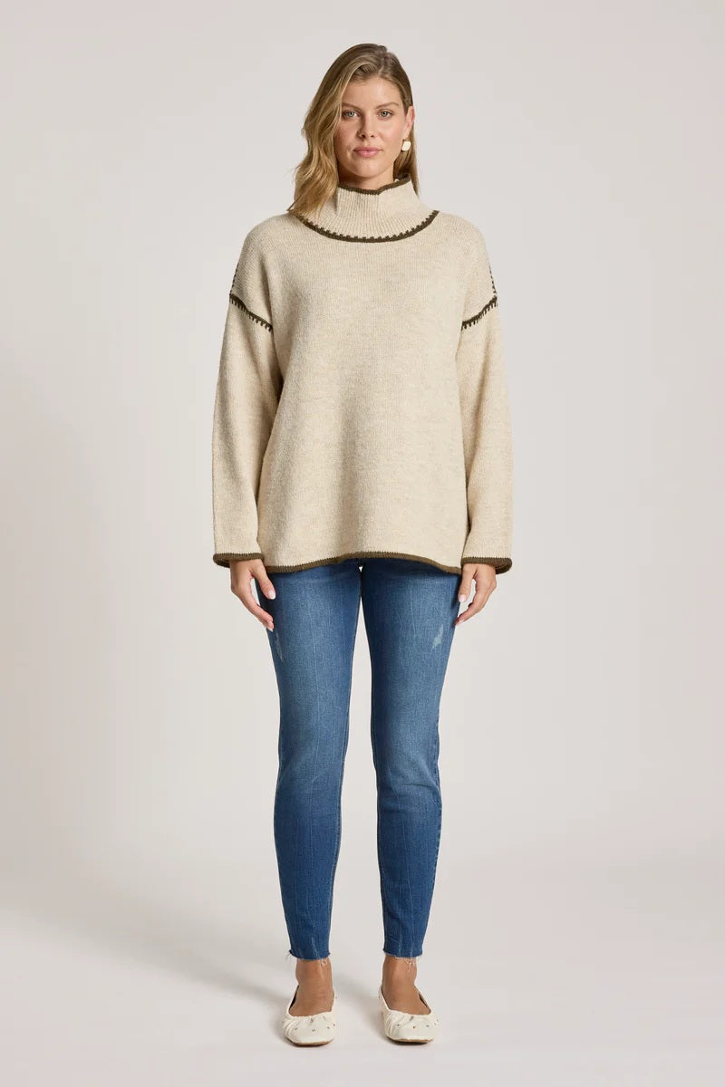 Eb & Ive Orin Jumper [COLOUR:Dune/olive SIZE:S]