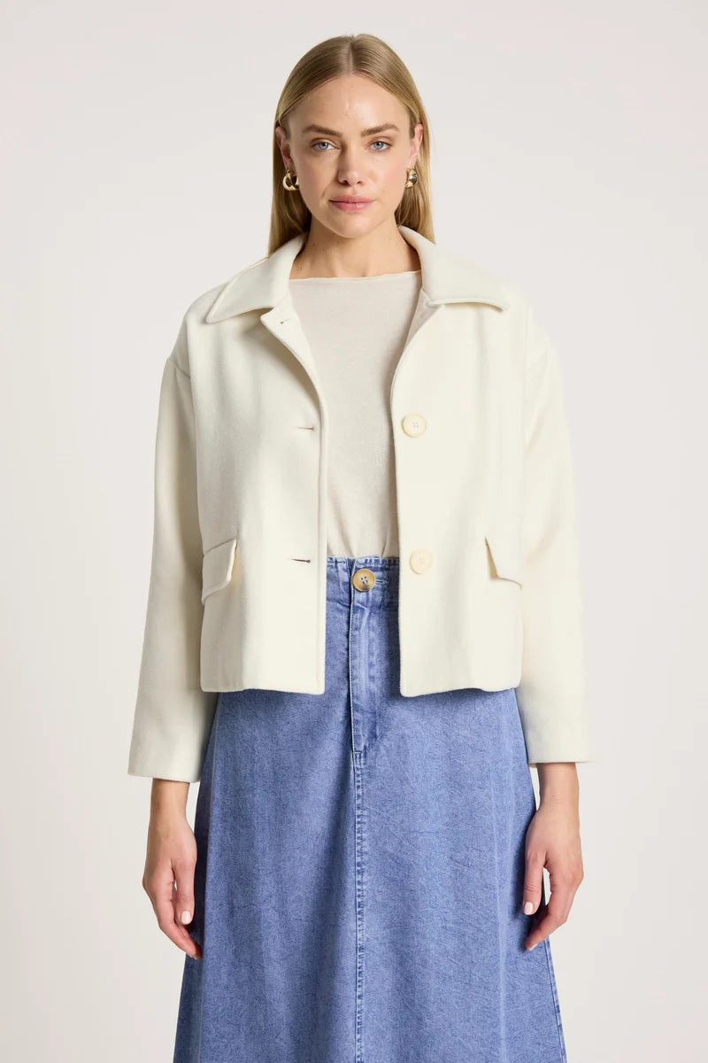 Eb & Ive Wanderer Crop Jacket ( Colour Ecru Size xs )