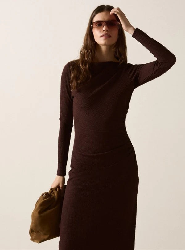 Esmaee Lulea Midi dress [COLOUR:Coffee SIZE:M] | Online Womens Clothing Store
