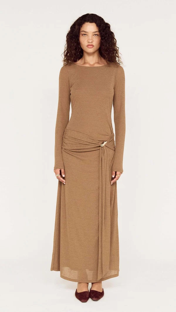 Minkpinkp Noa Mesh Midi Dress [COLOUR:Coffee SIZE:S]