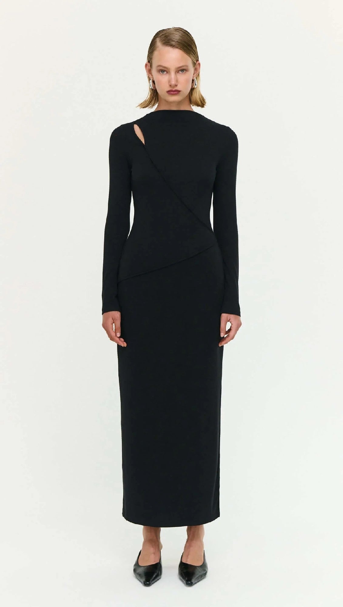 Staple The Lable Alexi Assym Detail Midi Dress [COLOUR:Black SIZE:S]