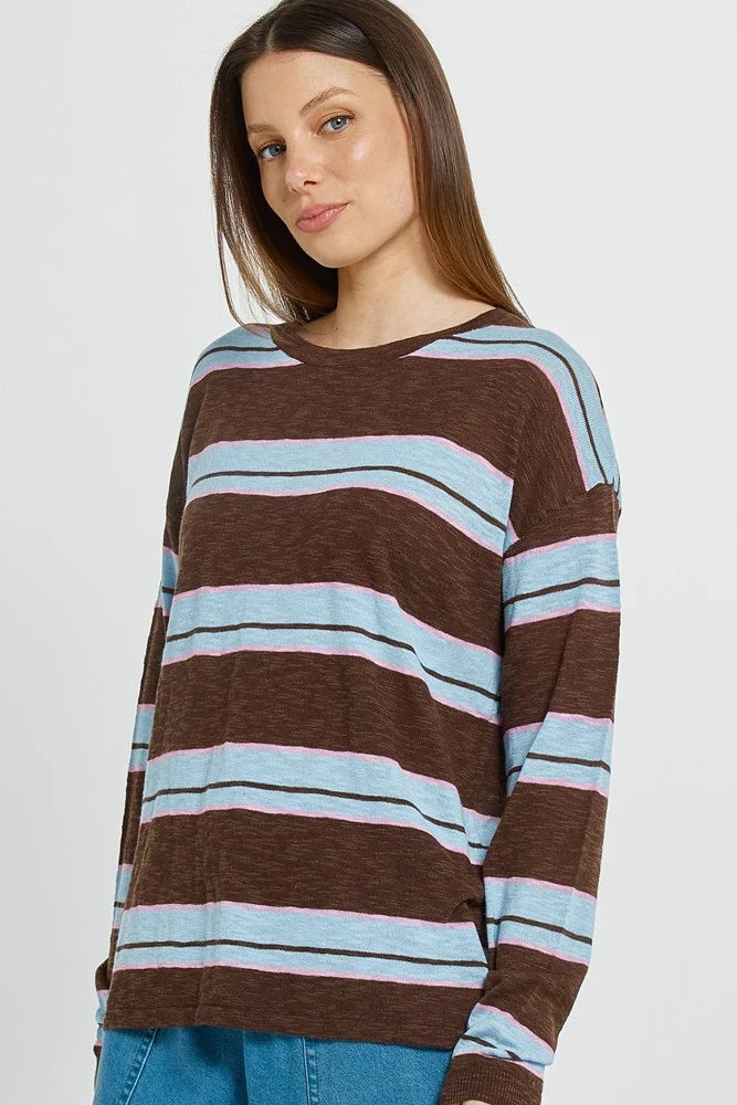 Betty Basic Natasha Knit Top [COLOUR:Choc,blue,pink SIZE:8]