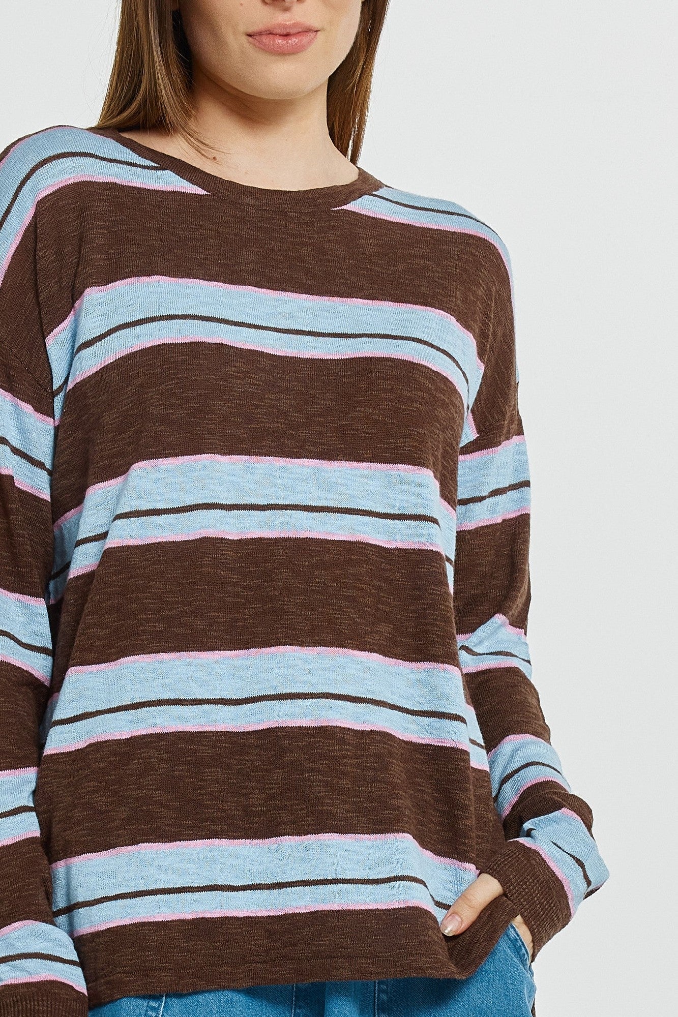 Betty Basic Natasha Knit Top [COLOUR:Choc,blue,pink SIZE:8]