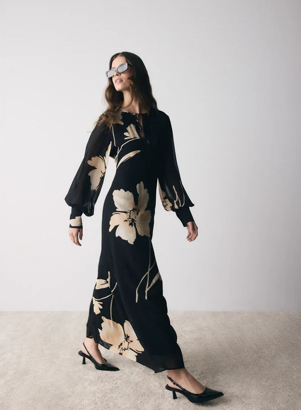 Esmaee Composition Maxi Dress [COLOUR:Composition pri SIZE:S]