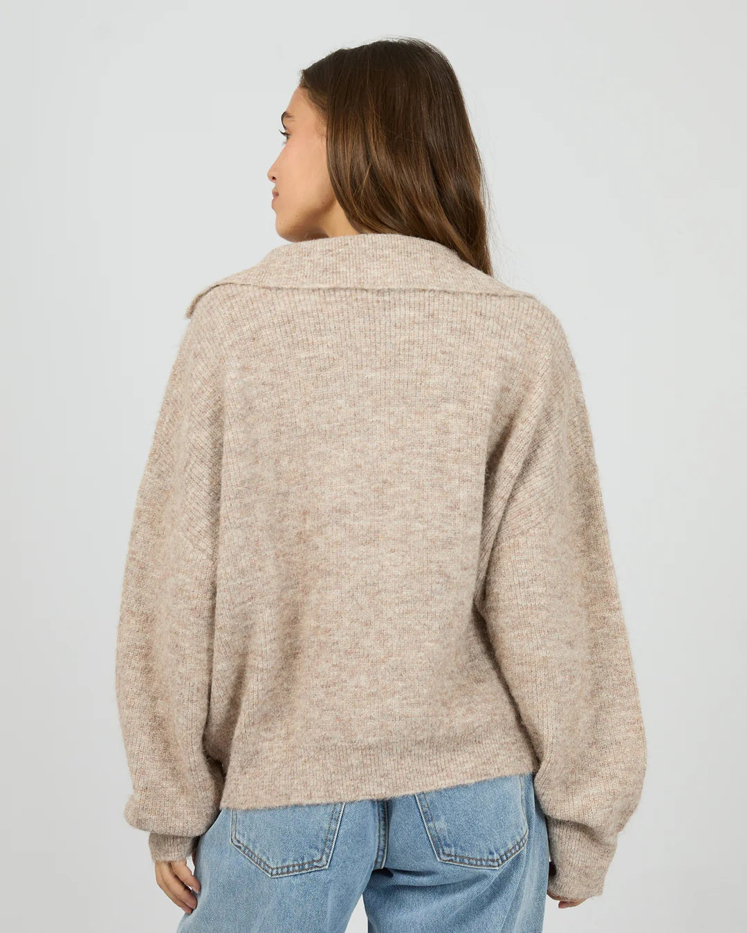 Silent Theory Bonni Knit Quarter Zip jumper [COLOUR:Brown SIZE:8]