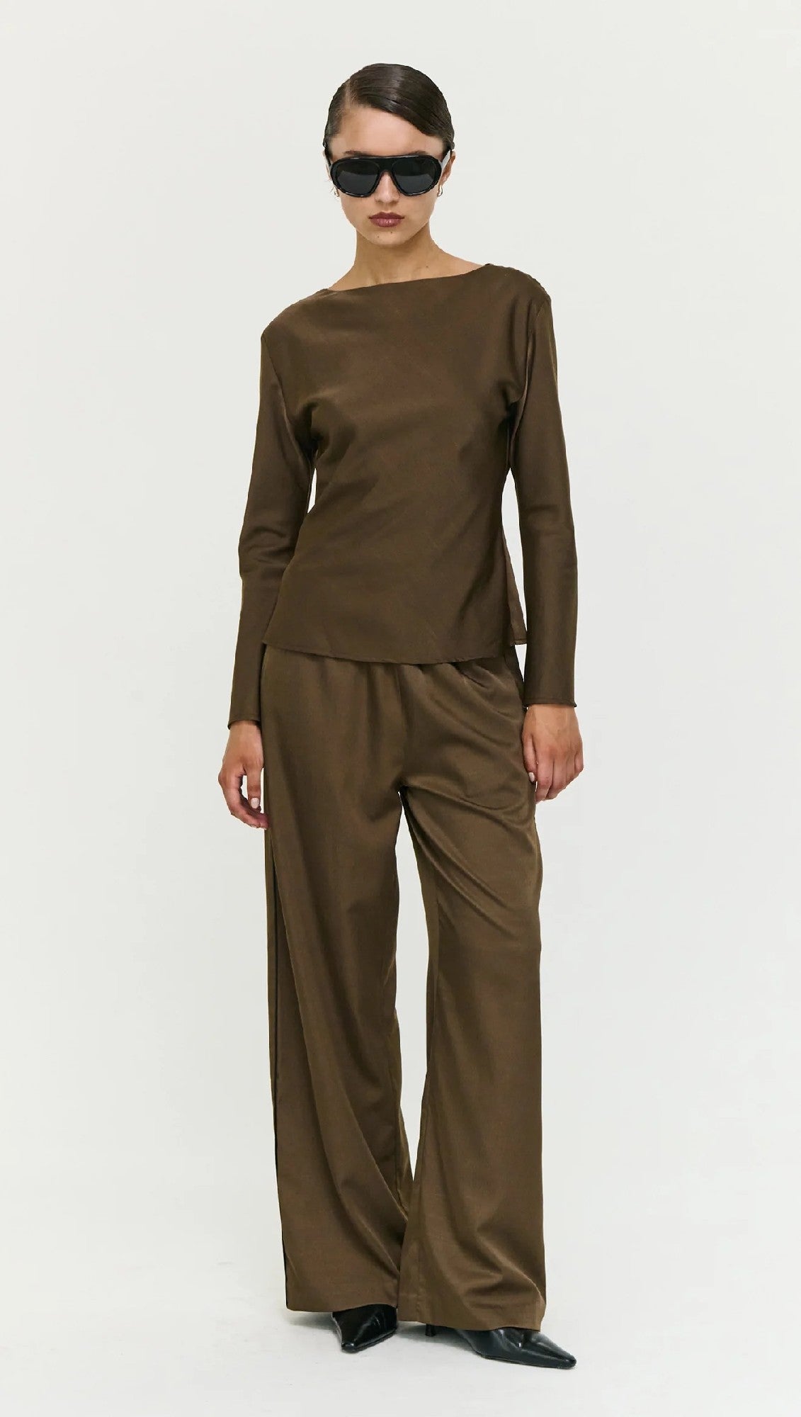 Staple The Lable Dakota Bias Top [COLOUR:Espresso SIZE:S]