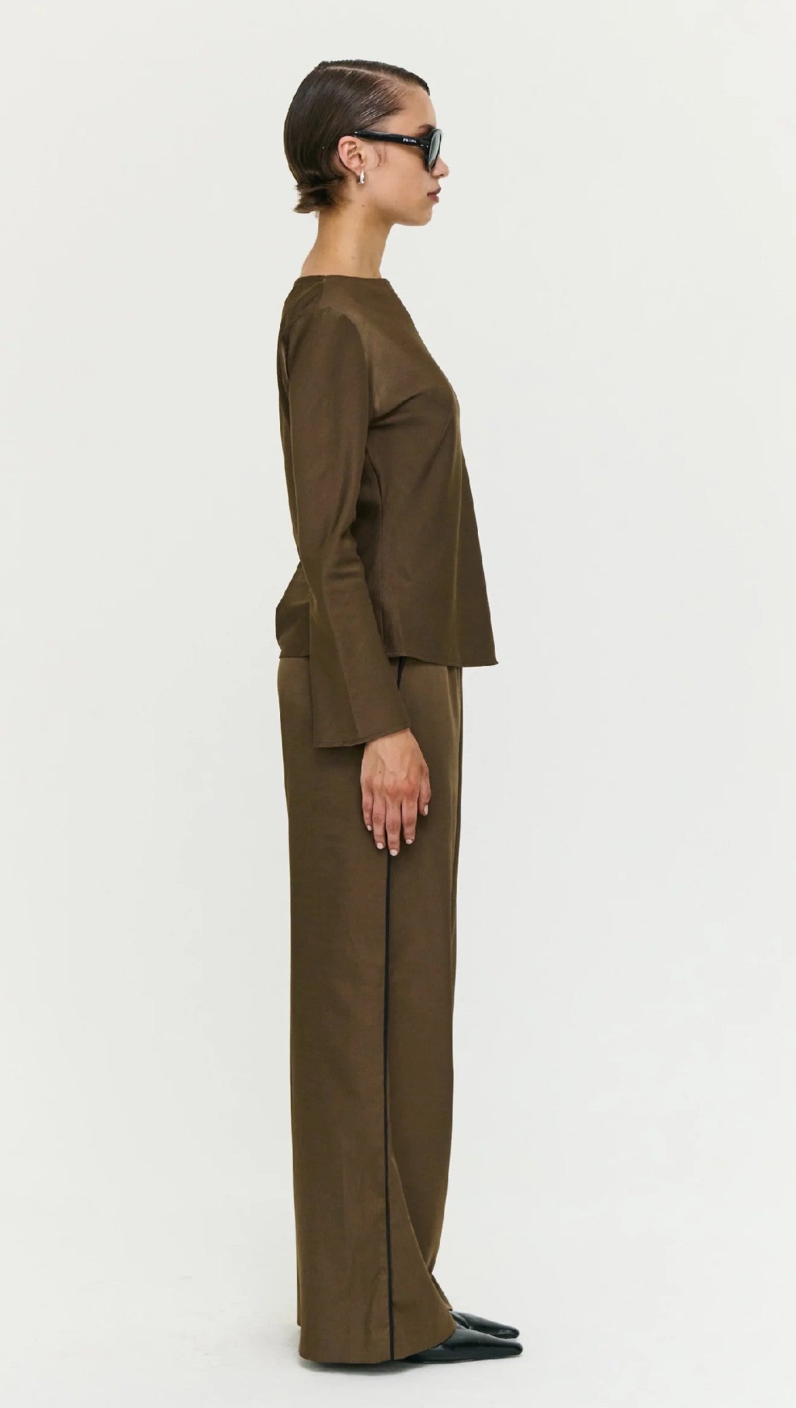 Staple The Lable Dakota Bias Top [COLOUR:Espresso SIZE:S]
