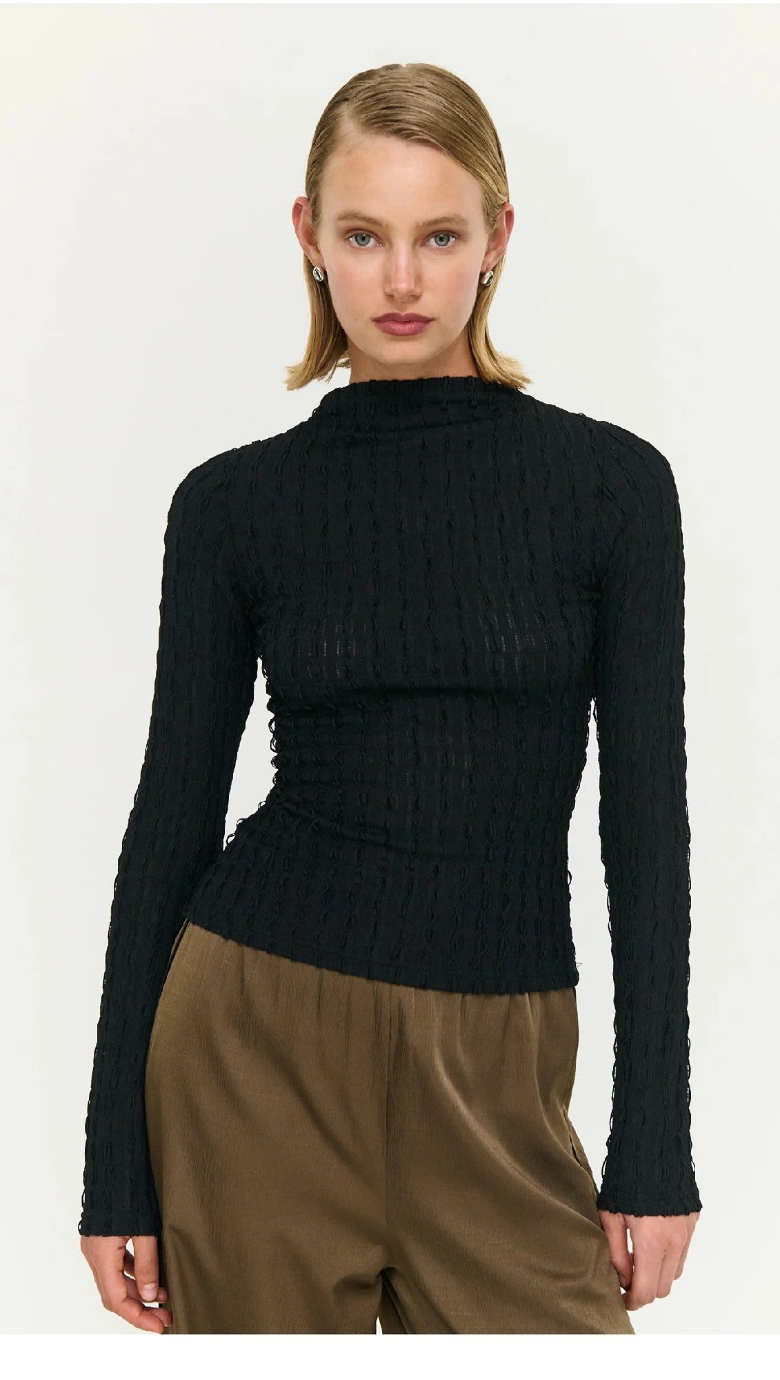 Staple The Lable Drew High Neck Top [COLOUR:Black SIZE:S]