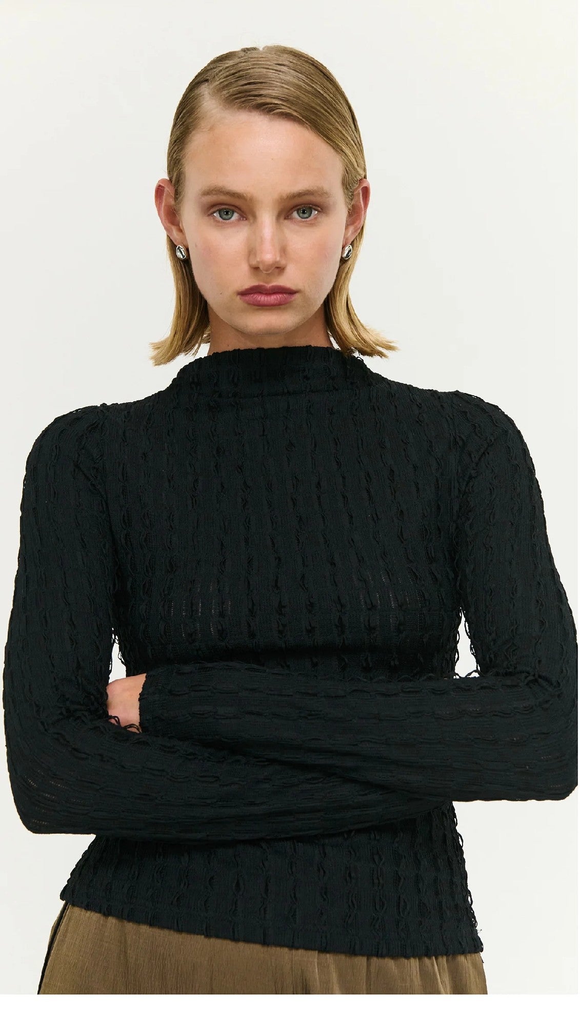 Staple The Lable Drew High Neck Top [COLOUR:Black SIZE:S]