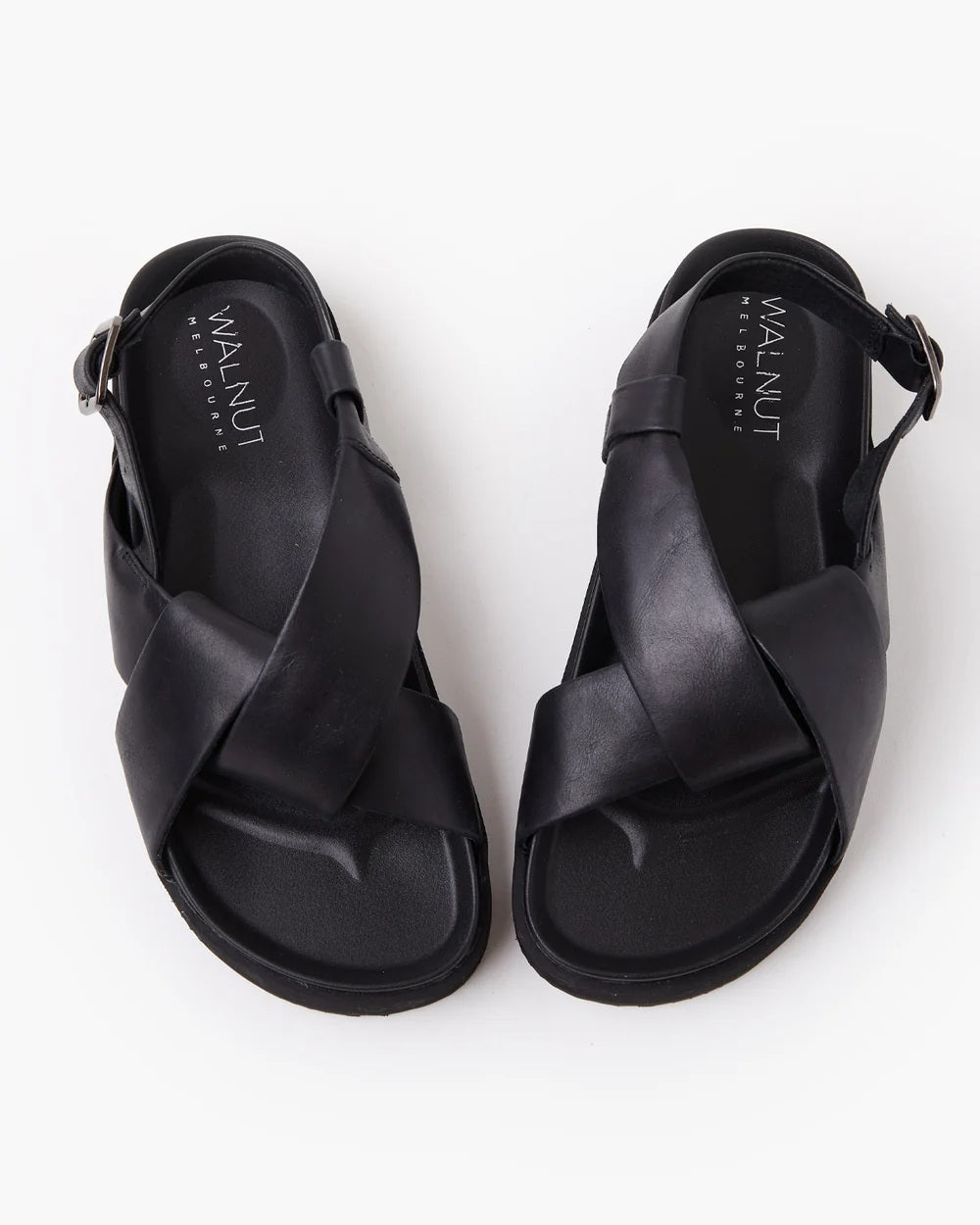 Walnut Mya Leather Slide [COLOUR:Black SIZE:37]