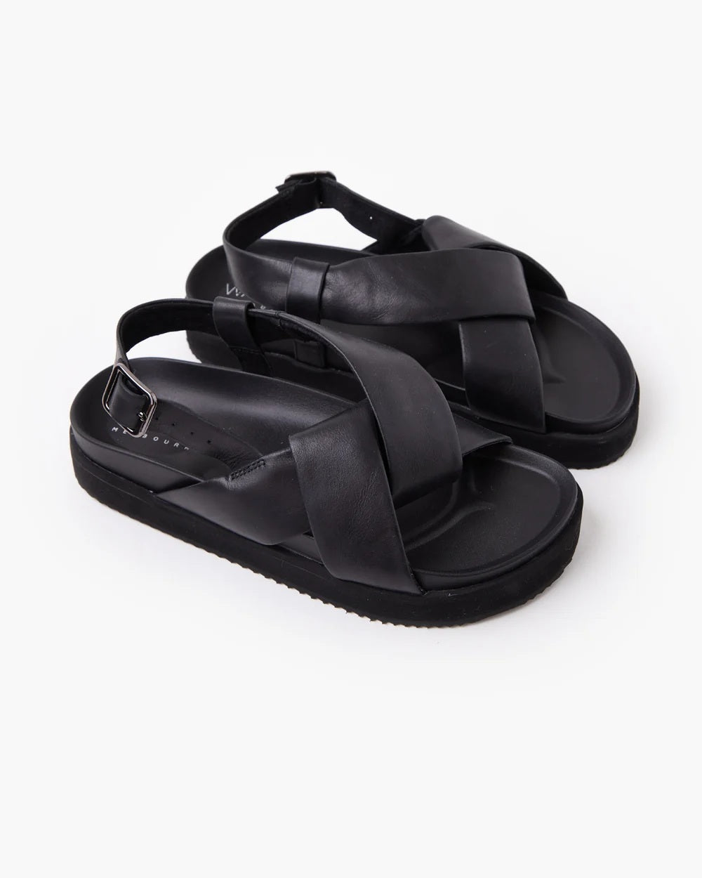 Walnut Mya Leather Slide [COLOUR:Black SIZE:37]
