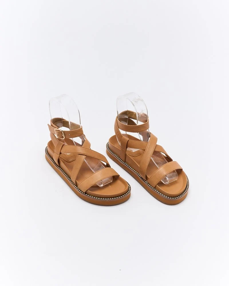Walnut Presly Leather Sandal [COLOUR:Coconut Tan SIZE:37]