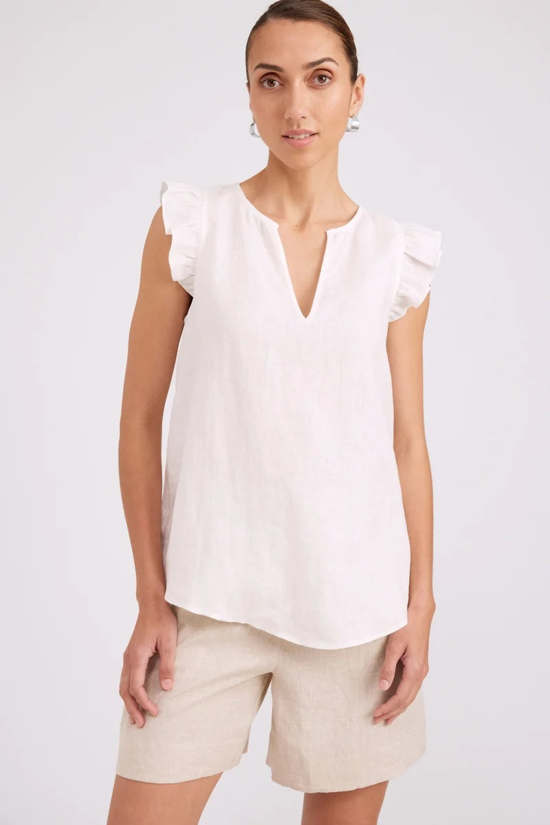 Eb & Ive Studio Frill Tank Top [COLOUR:White SIZE:XS]
