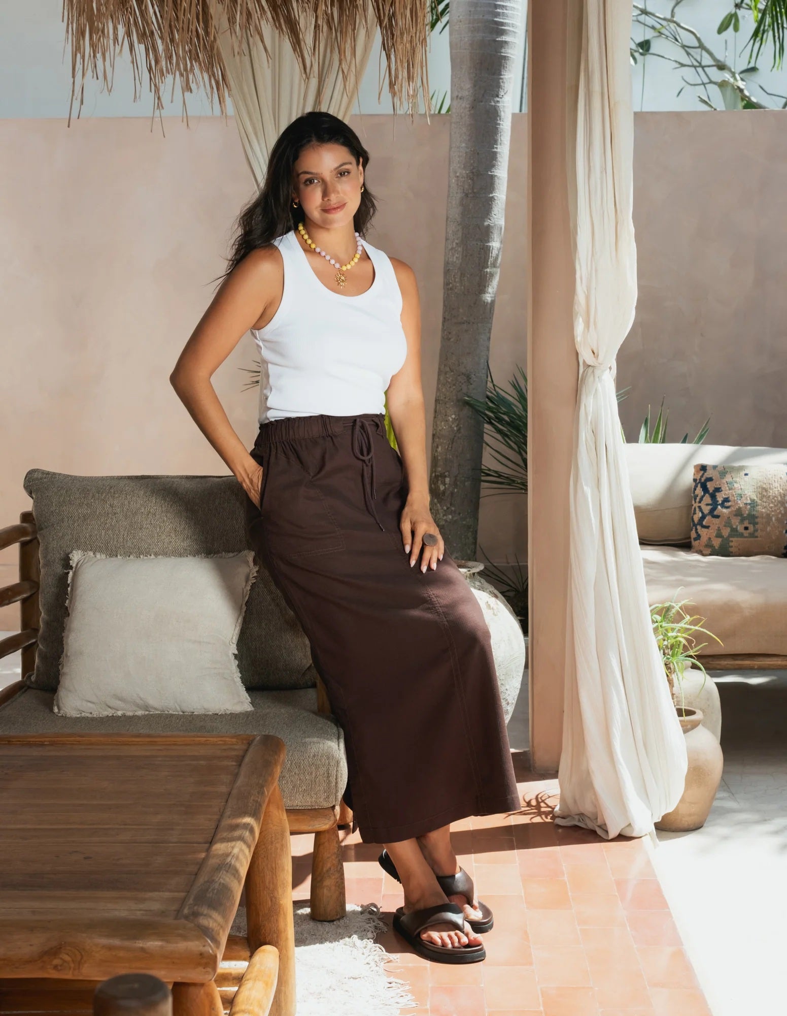 Elm Mila Utility Skirt [COLOUR:Chocolate SIZE:10]