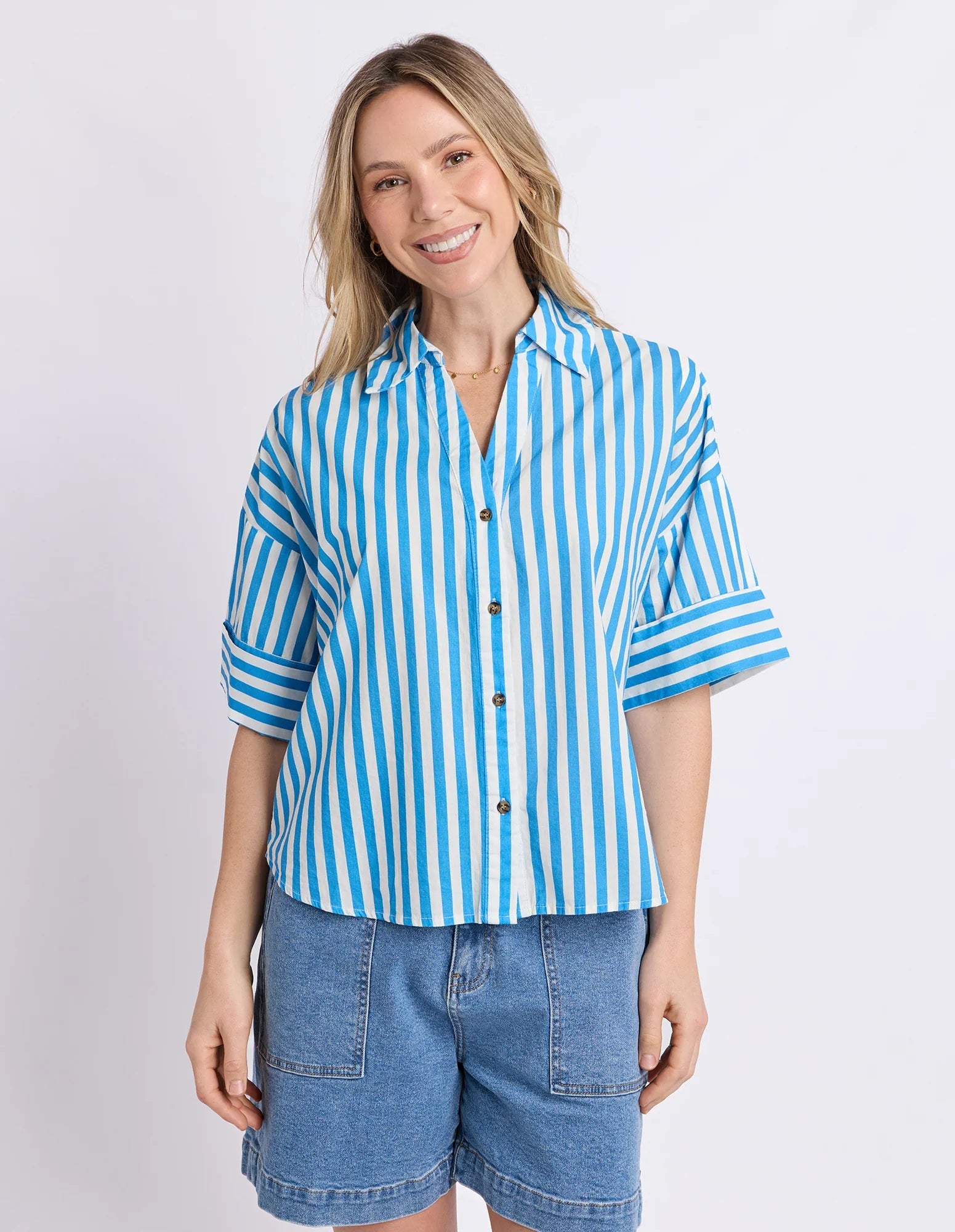 Elm Striped Holiday Shirt [COLOUR:Blue SIZE:10]