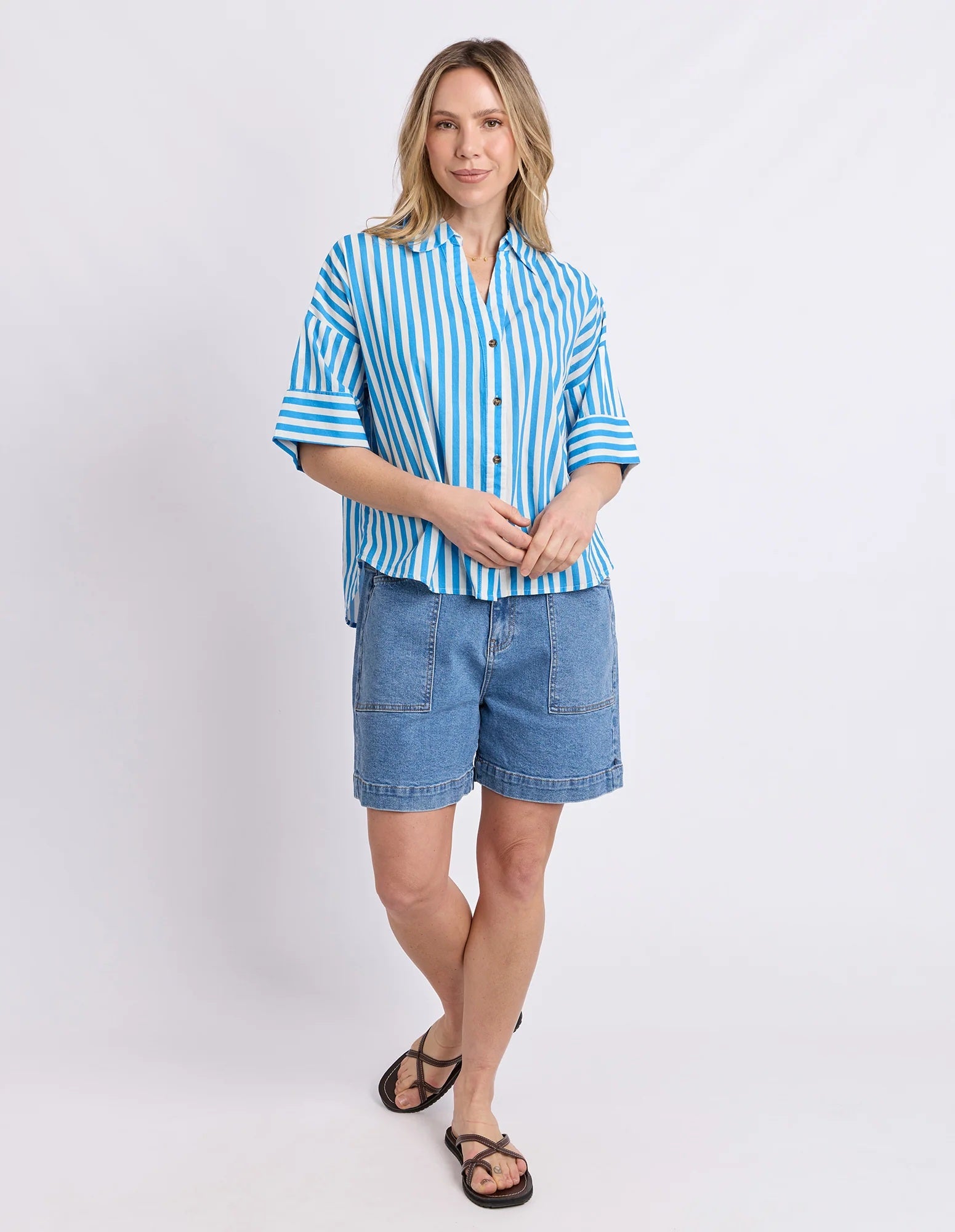Elm Striped Holiday Shirt [COLOUR:Blue SIZE:10]