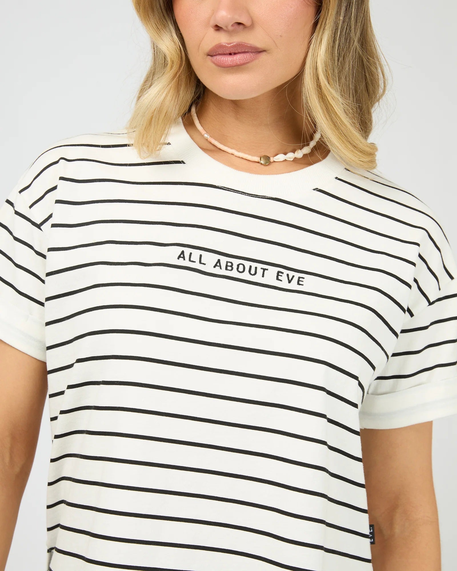 All About Eve Washed Striped Tee [COLOUR:Black stripe SIZE:10]