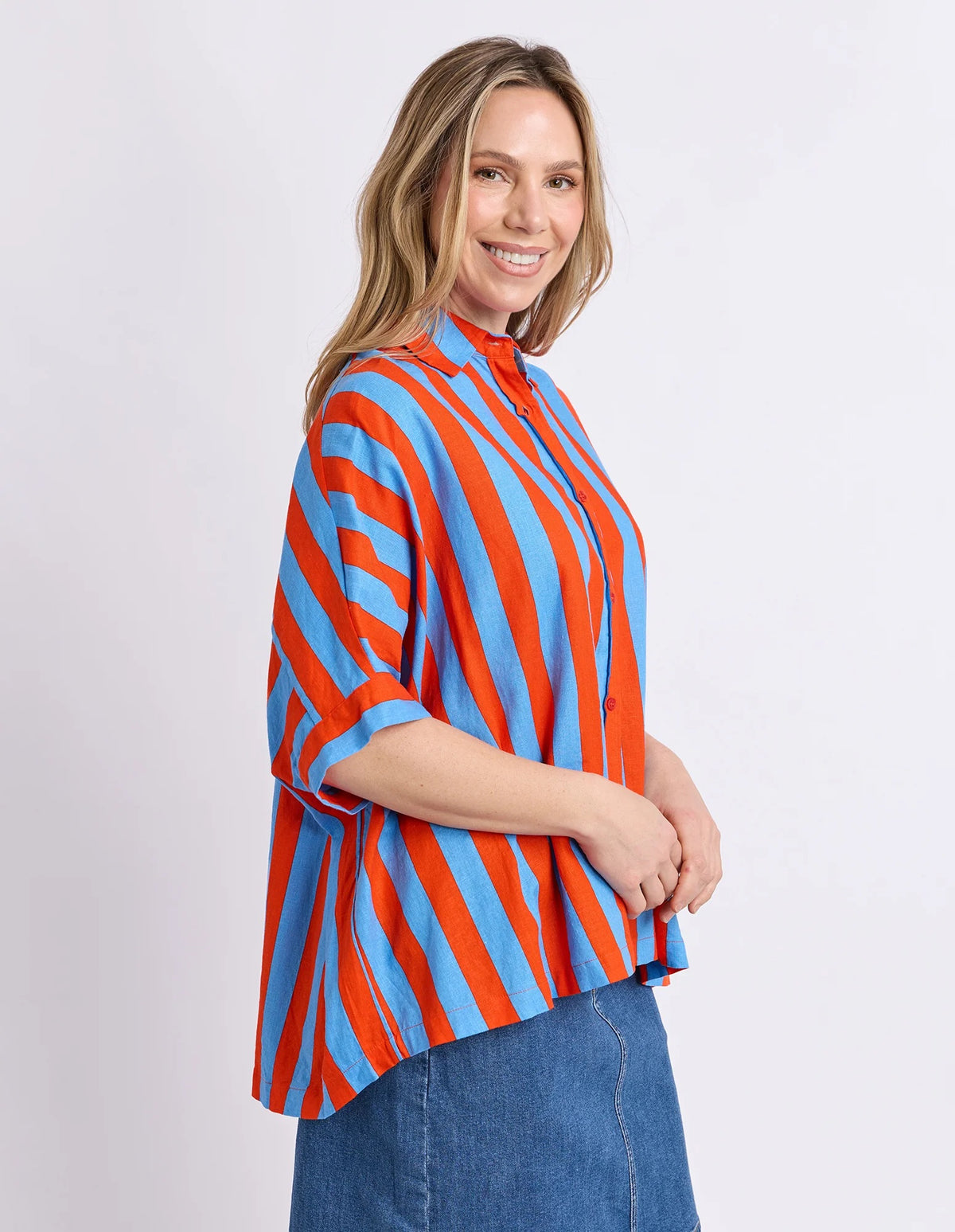 Elm Palermo Stripe Shirt [COLOUR:Tangerine SIZE:S]