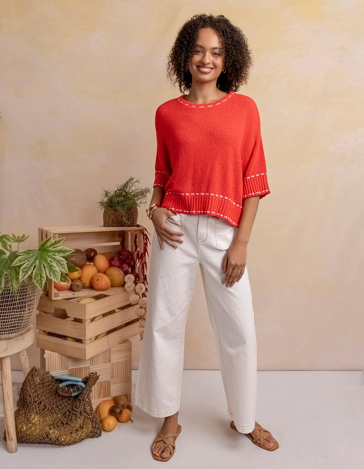Elm Honey Knit Top [COLOUR:Tangerine SIZE:S]