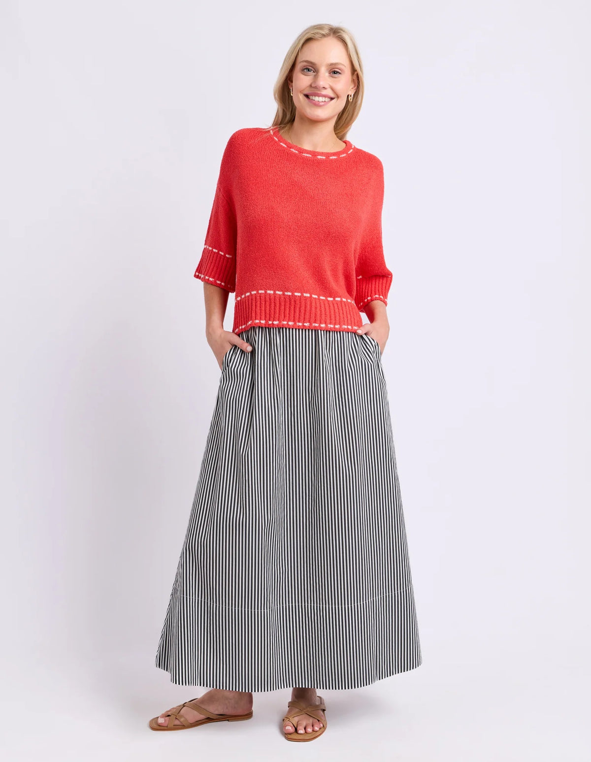 Elm Honey Knit Top [COLOUR:Tangerine SIZE:S]