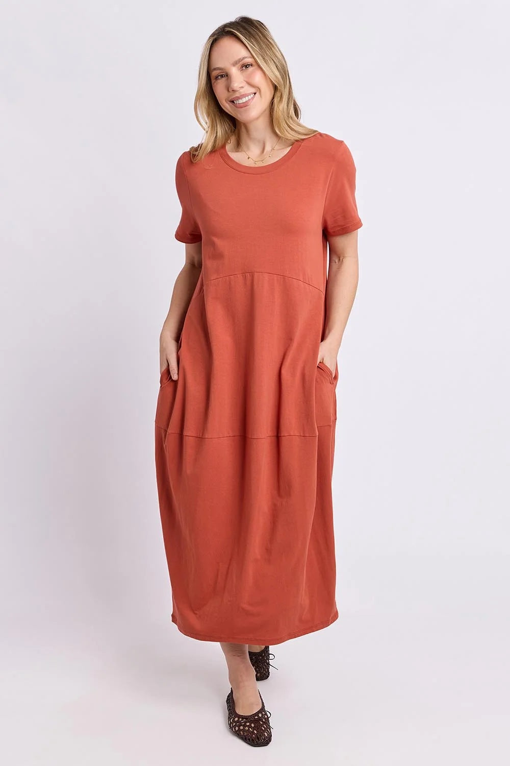 Elm Diana S/S Dress [COLOUR:Earth brown SIZE:10]