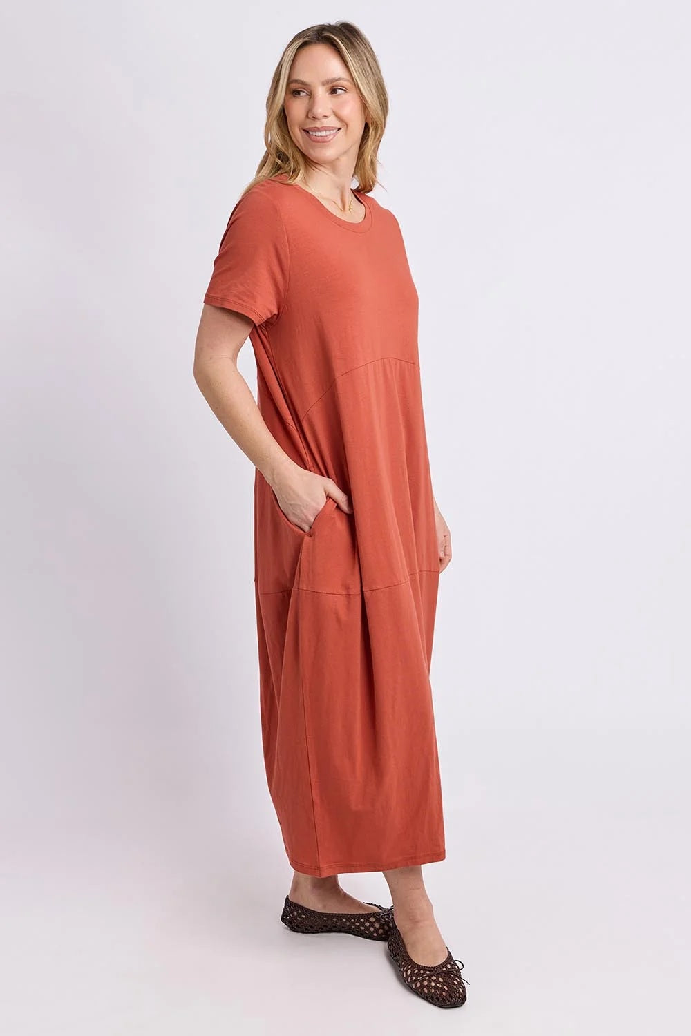 Elm Diana S/S Dress [COLOUR:Earth brown SIZE:10]