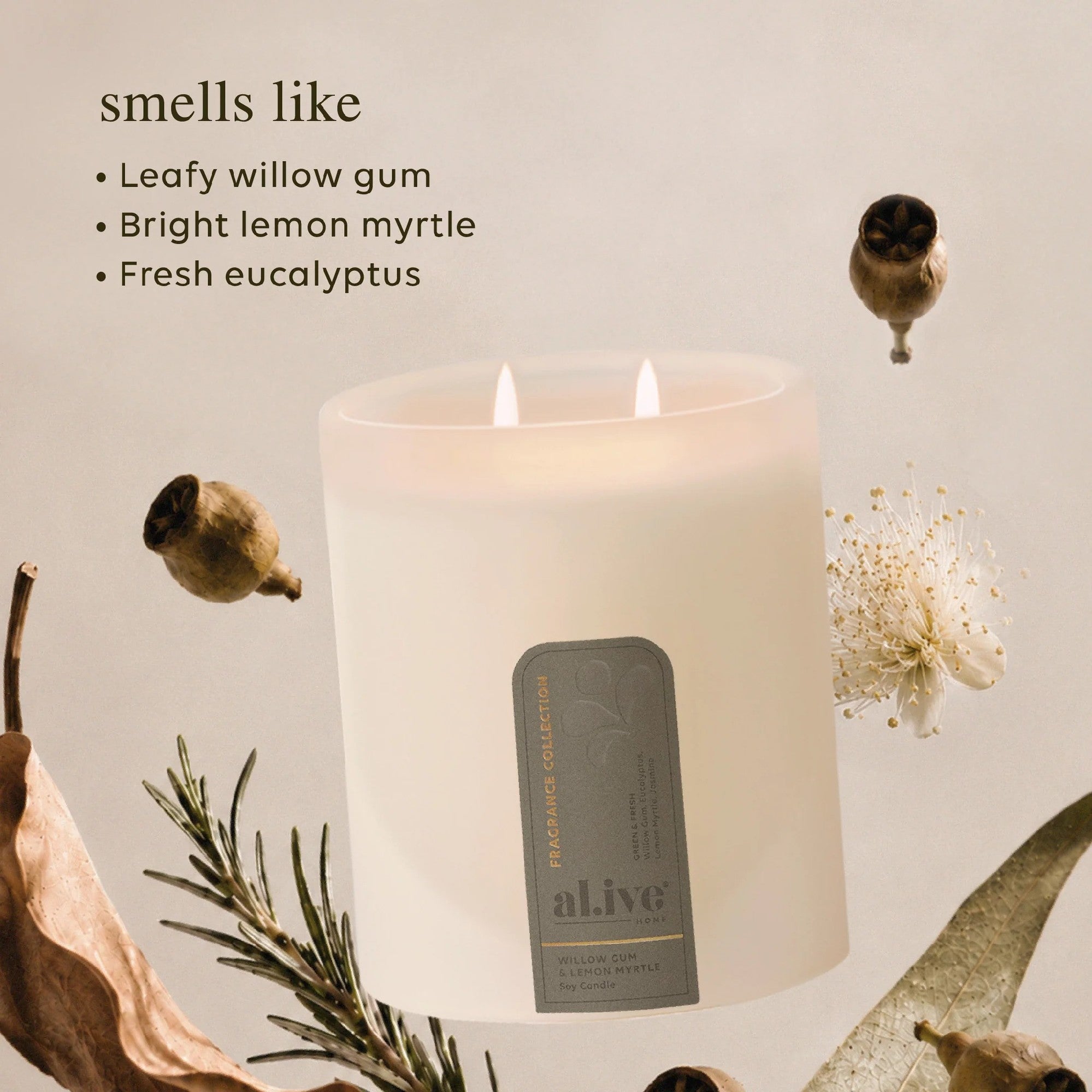 Al.ive Body Soy Candle [SCENT:Willow Gum & Lemon Myrtel]