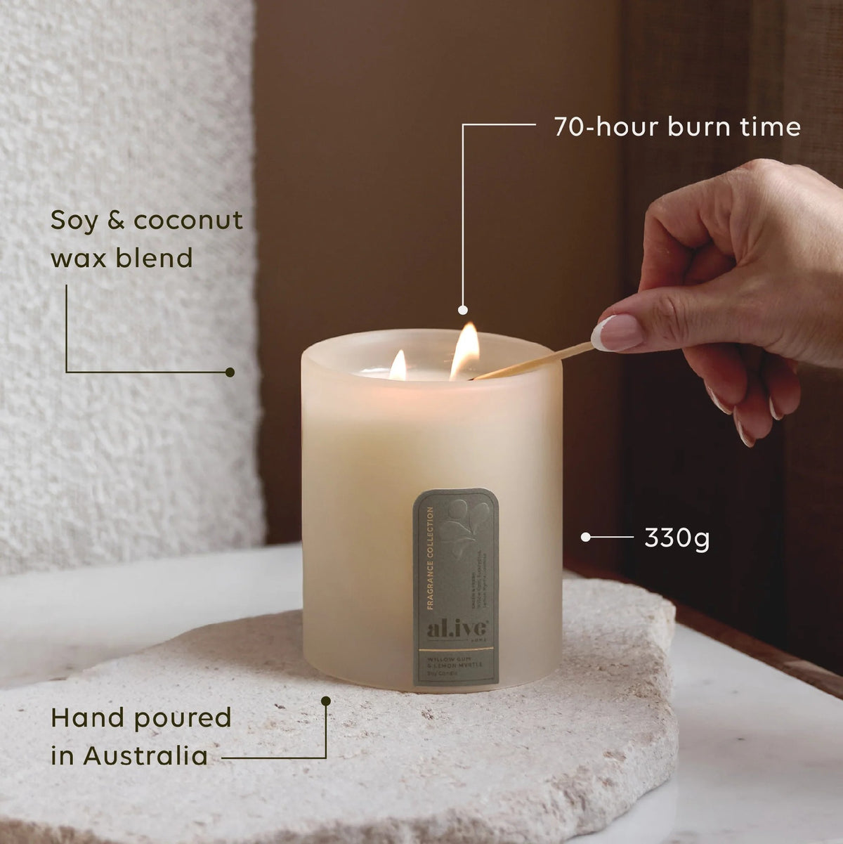 Al.ive Body Soy Candle [SCENT:Willow Gum & Lemon Myrtel]