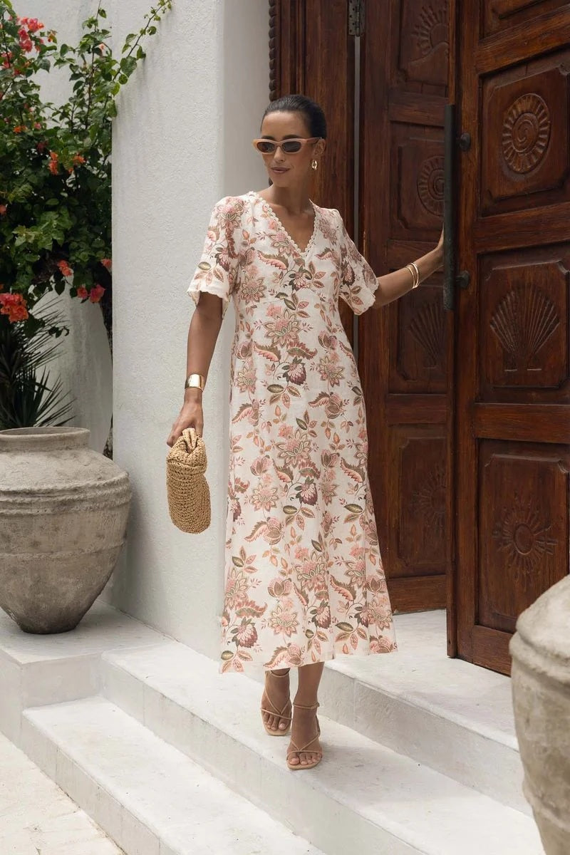 Humidity Bohem Midi Dress [COLOUR:Boh/rose SIZE:S]