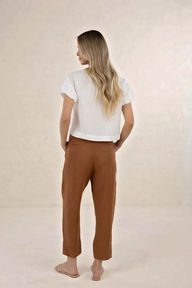 Humidity Huxe Linen Pant [COLOUR:Tabacco SIZE:10]
