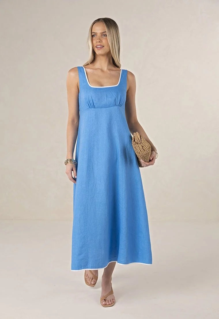 Humidity Tallulah Contrast Maxi Dress [COLOUR:Cornflower/white SIZE:10]