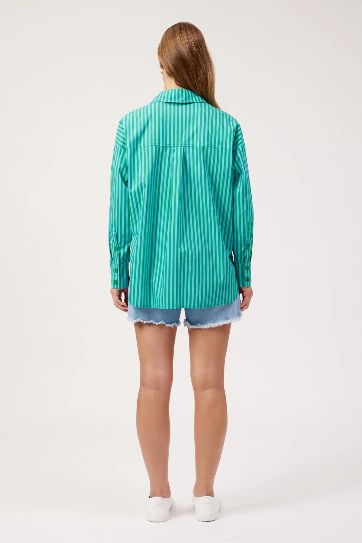 Haven Mykonos Embroidered Stripe Shirt [COLOUR:Green SIZE:S]