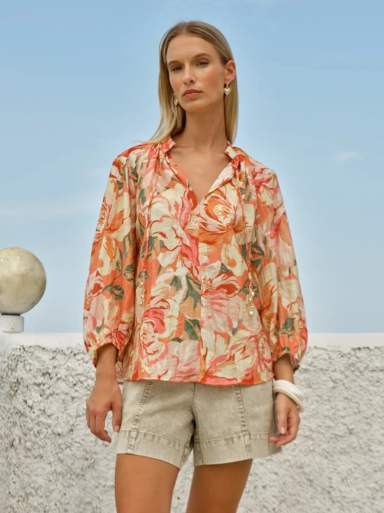 Fate & Becker Shae Split Neck Bloues [COLOUR:Petal SIZE:8]