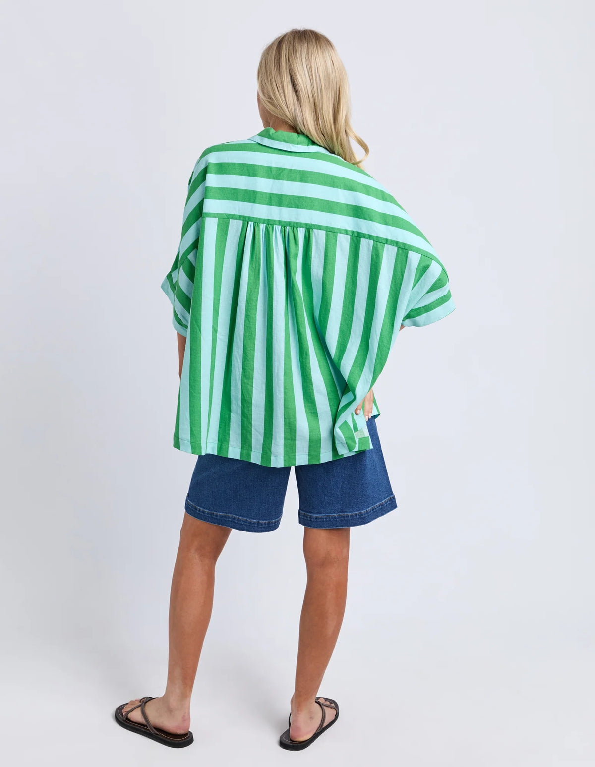 Elm Palermo Stripe Shirt [COLOUR:Green SIZE:S]