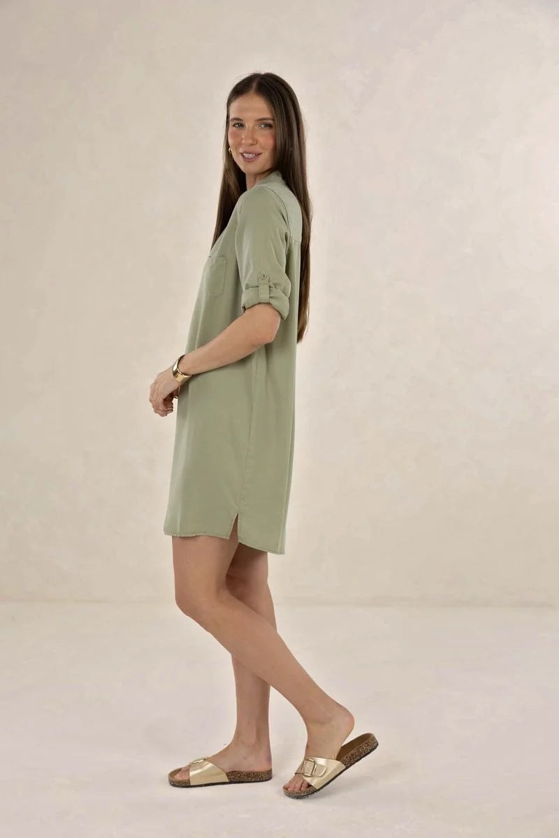 Humidity Remy Shirt Dress [COLOUR:Khaki SIZE:8]