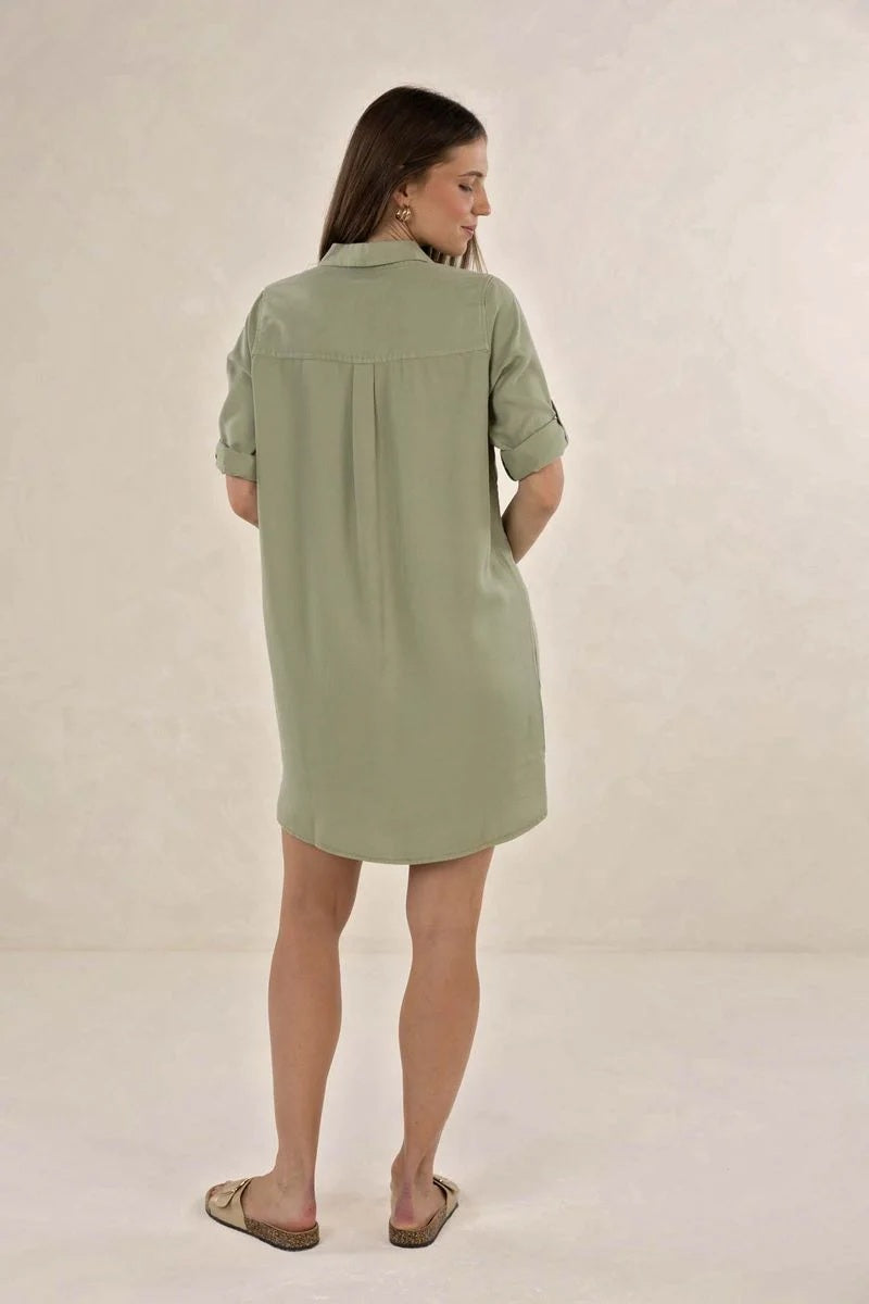 Humidity Remy Shirt Dress [COLOUR:Khaki SIZE:8]