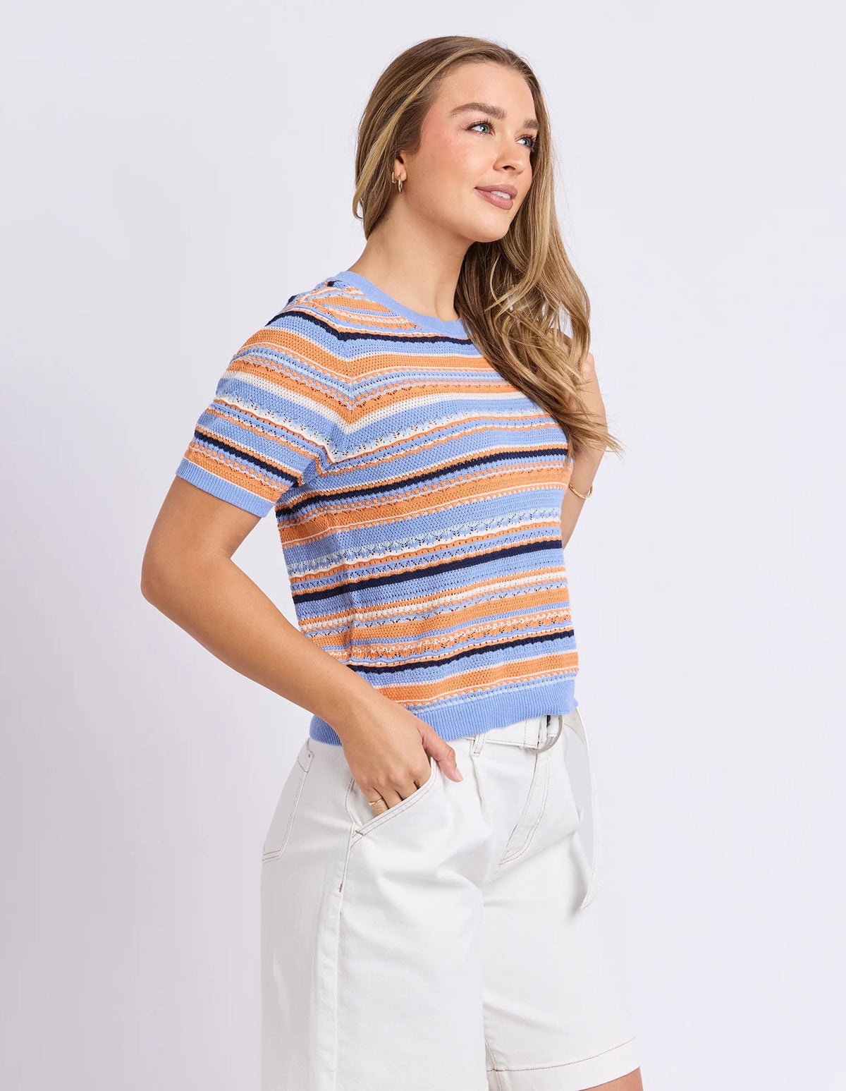 Foxwood Bronte Stripe Top [COLOUR:Deep Blue SIZE:10]