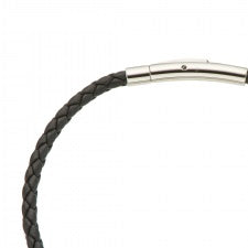 Palas Black Fine Leather Plaited Bracelet 19cm 