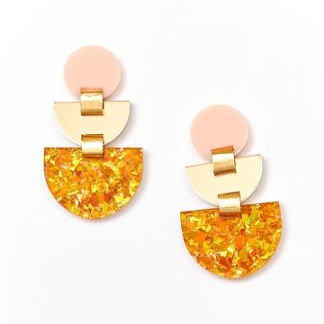 Martha Jean Boat Earrings - Gold/Amber
